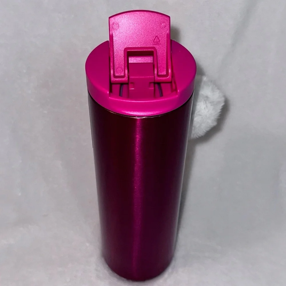 Starbucks Holiday 2023 Pink Tumbler with Pom Pom Charm Keychain 16 oz